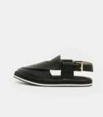 Black Kaptaan Chappal With Black & White Sole - Image 2