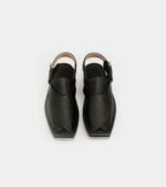 Black Kaptaan Chappal With Black & White Sole - Image 3